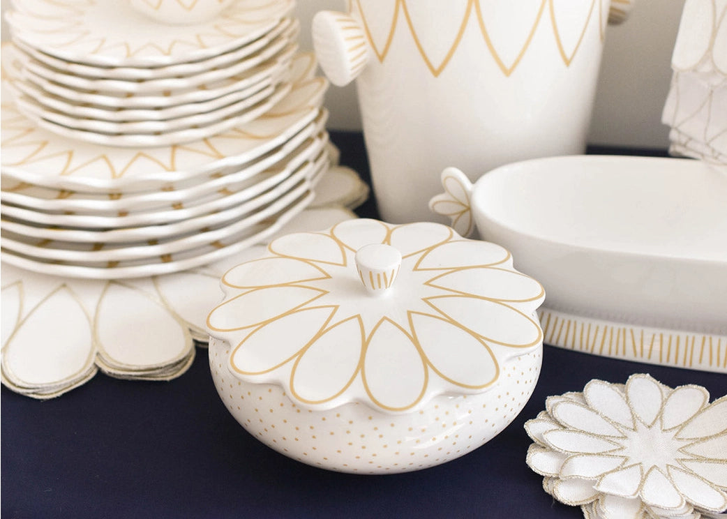 Coton Colors Deco Gold Scallop Covered Bowl