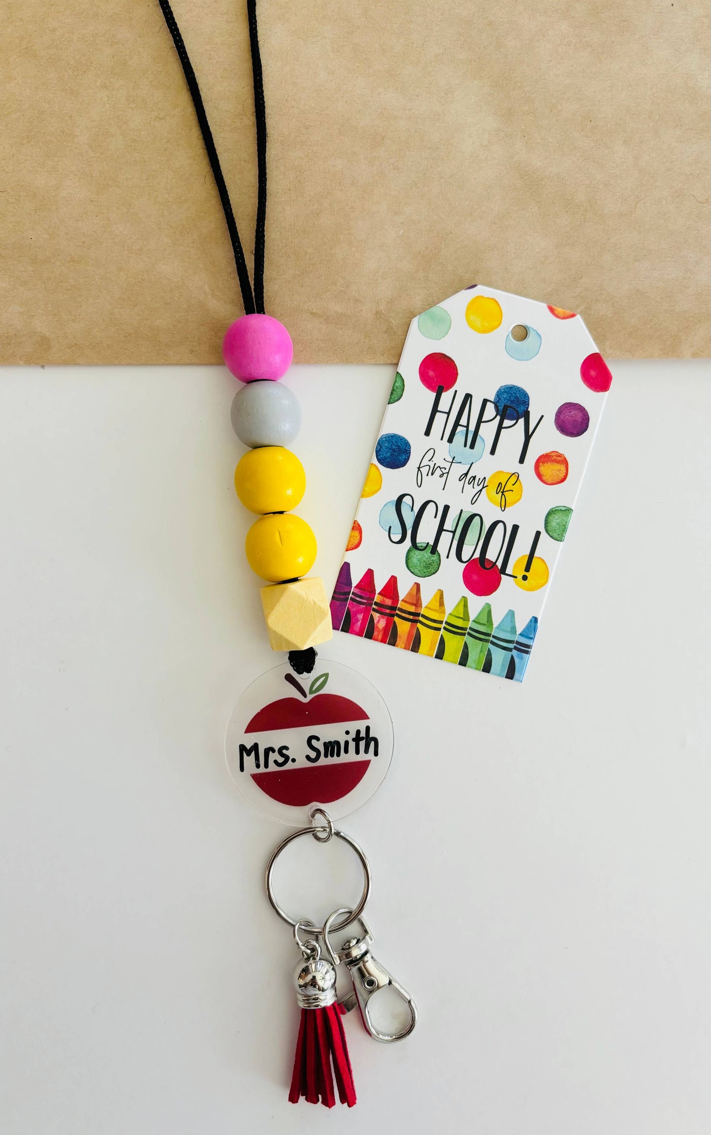 Back to School Teacher Appreciation Apple Lanyard & Gift Tag