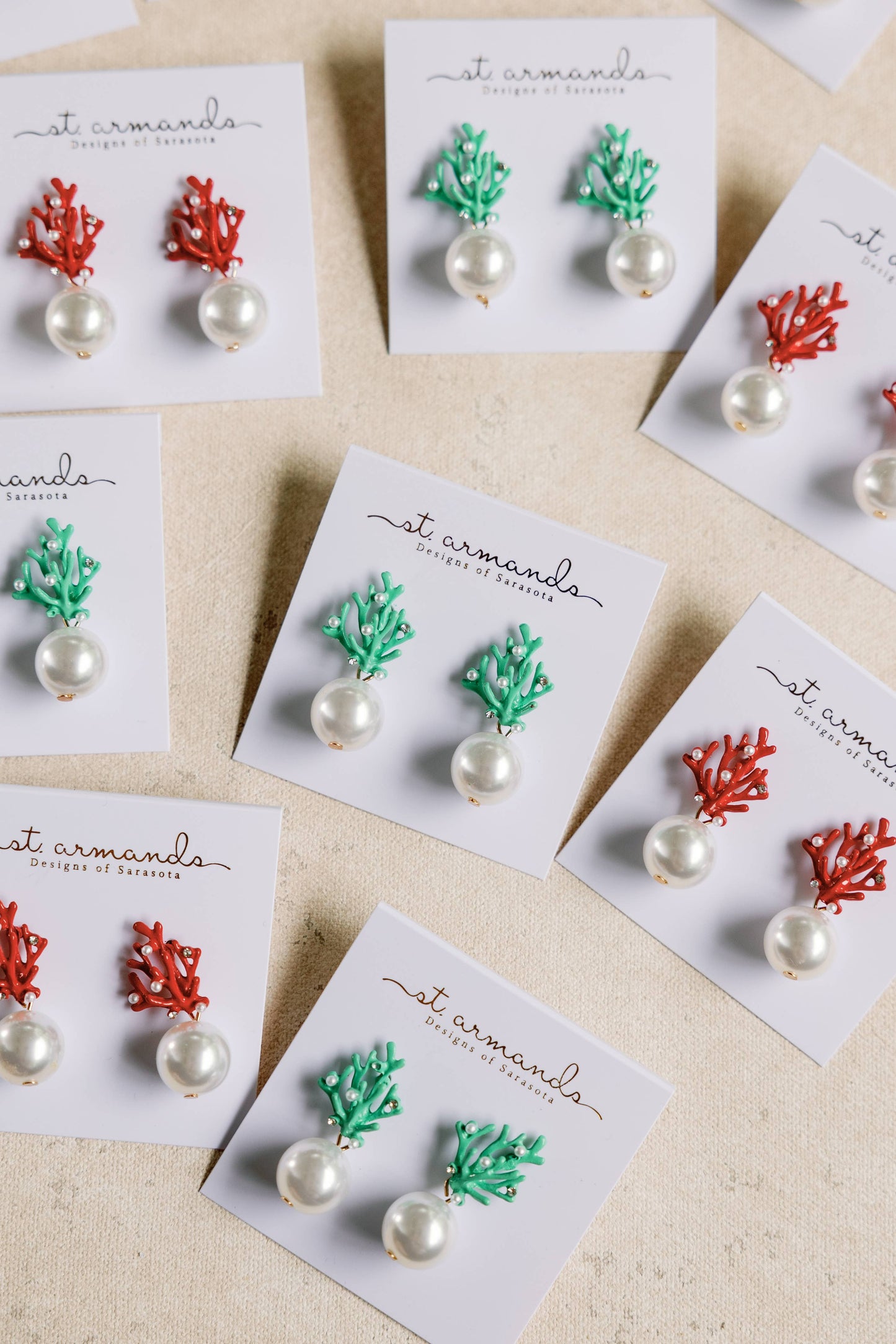 Pearl and Turquoise Coral Mini Statement Earrings