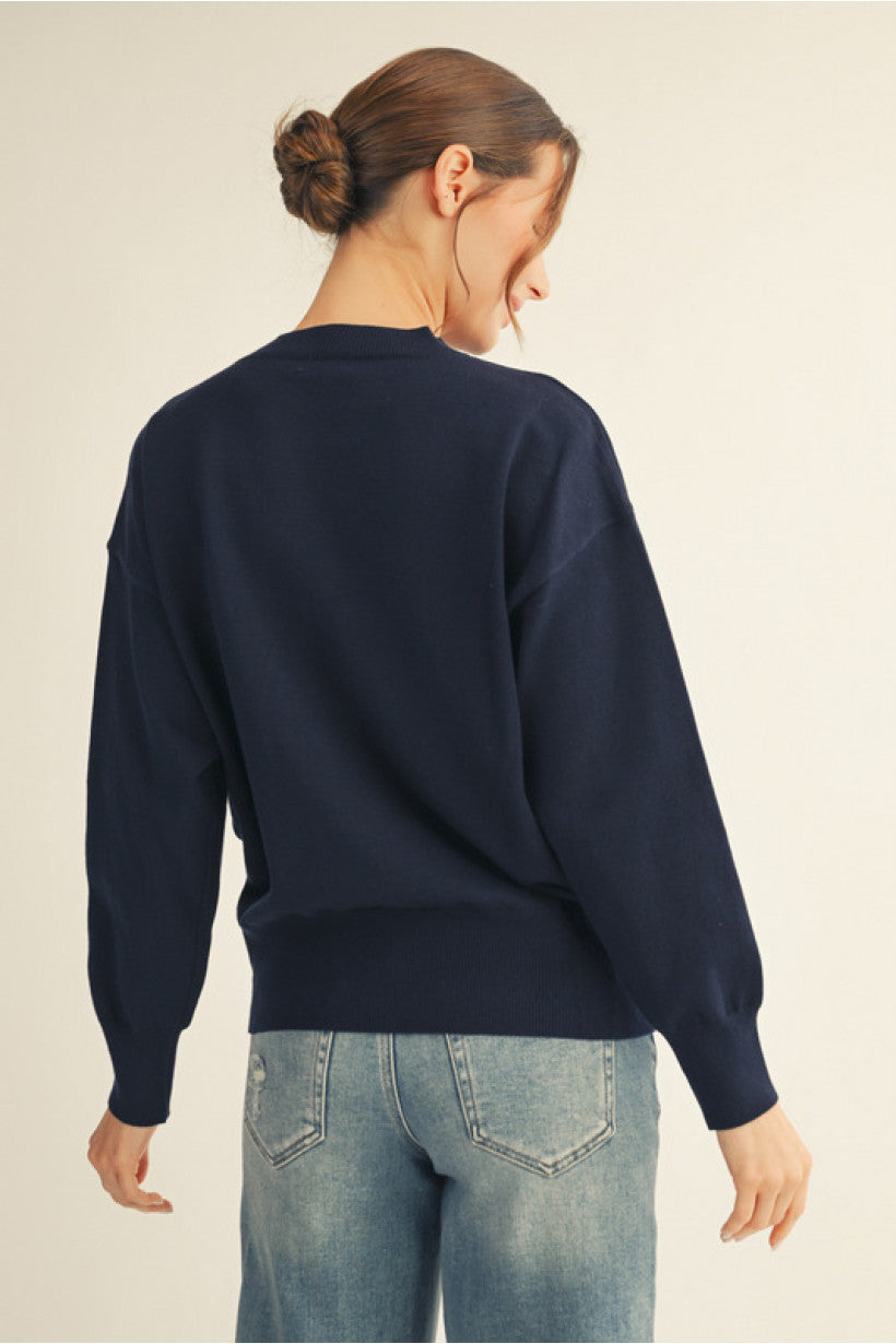 Drop Shoulder Puppy Sweater Top