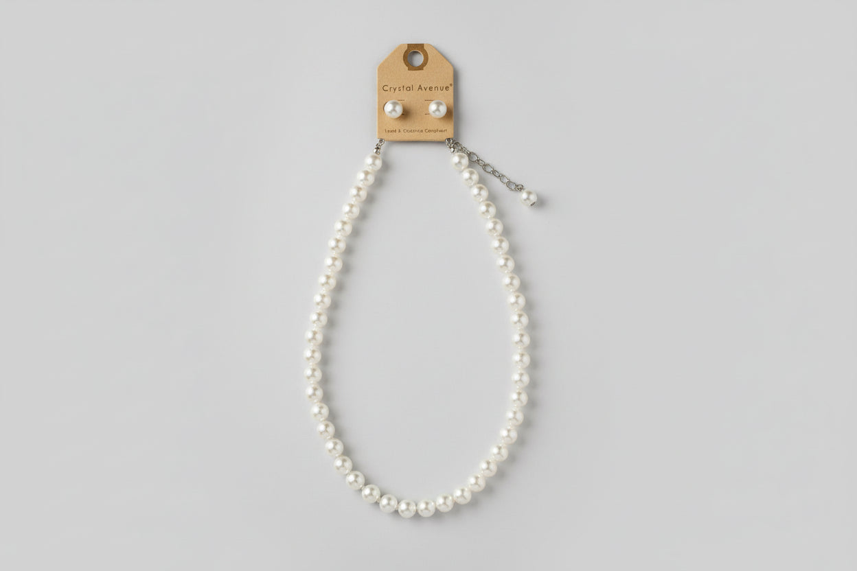16", 8mm Pearl Link Necklace Set