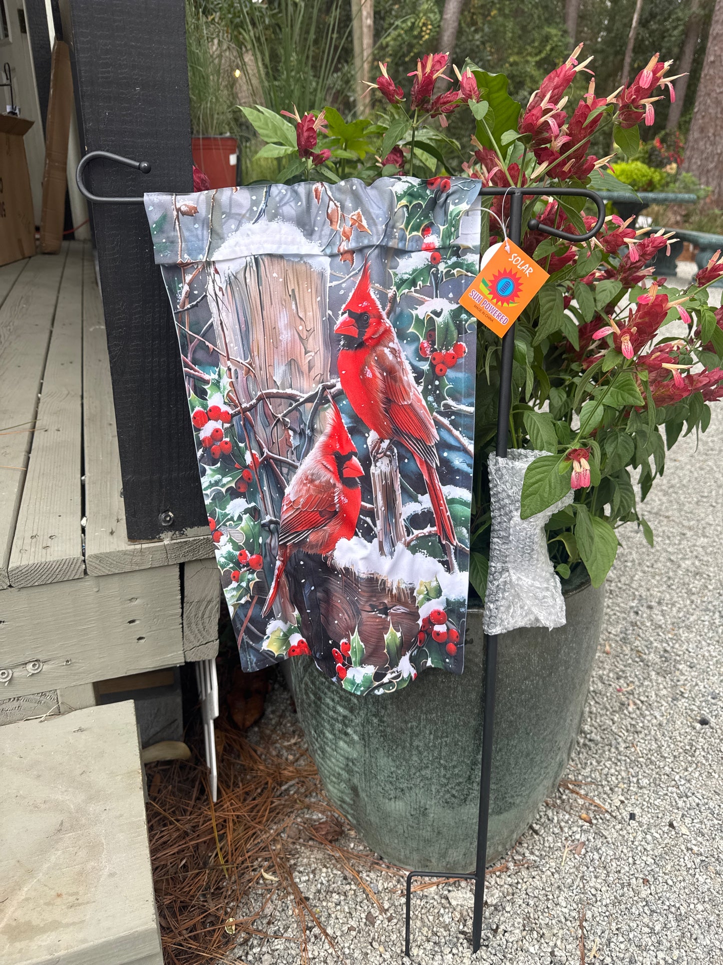 Christmas Cardinal Flag on Pole