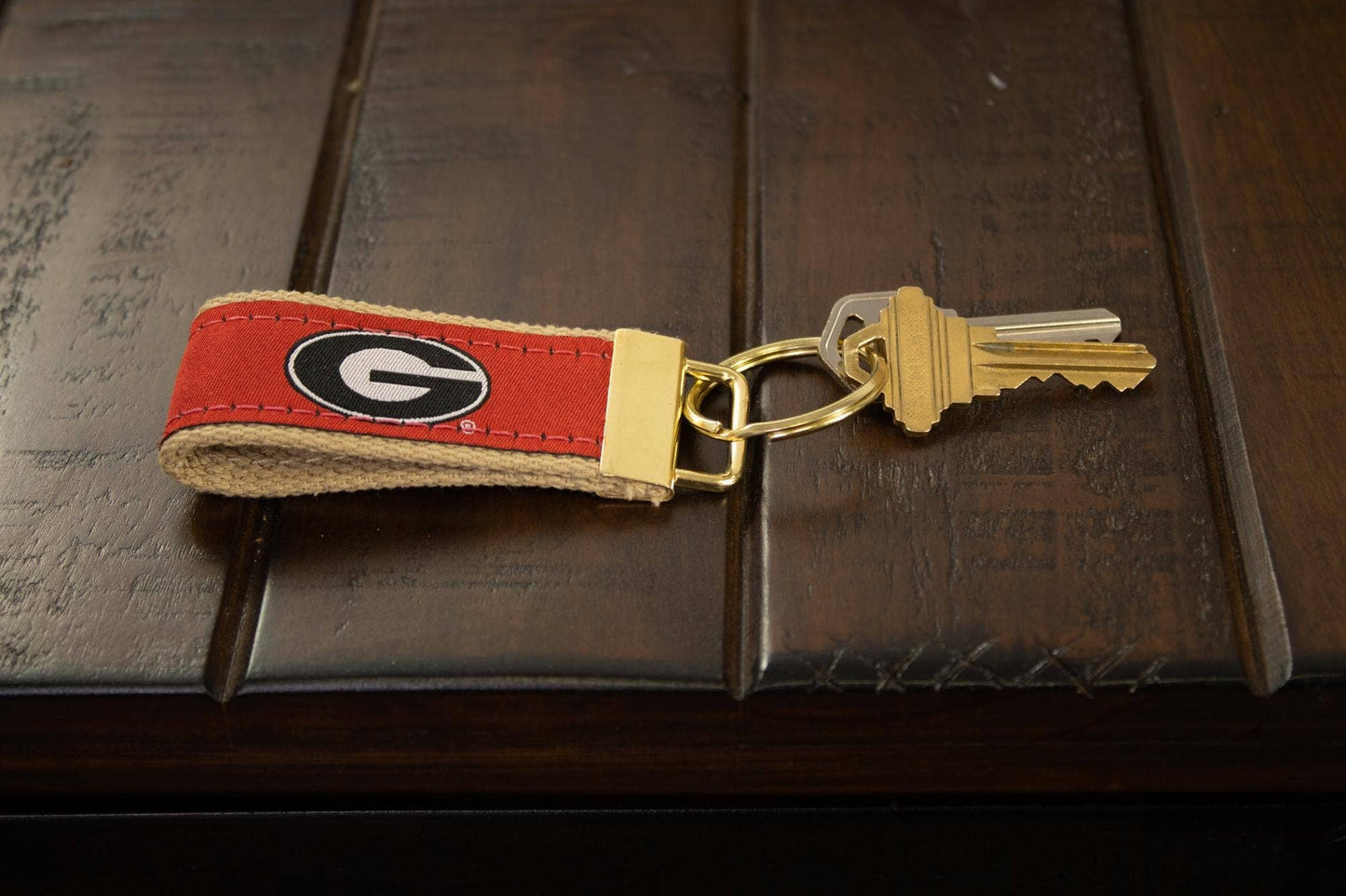 Georgia Bulldogs Collegiate Woven Ribbon Key Chain.