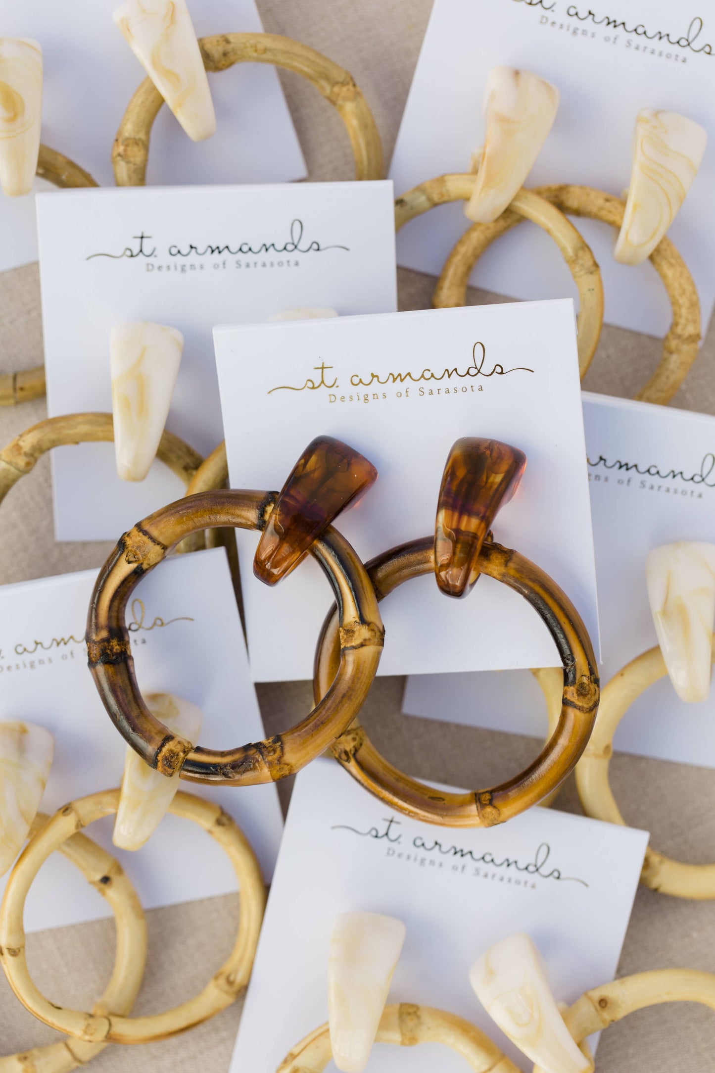 Dark Brown Bamboo Statement Drop Earrings