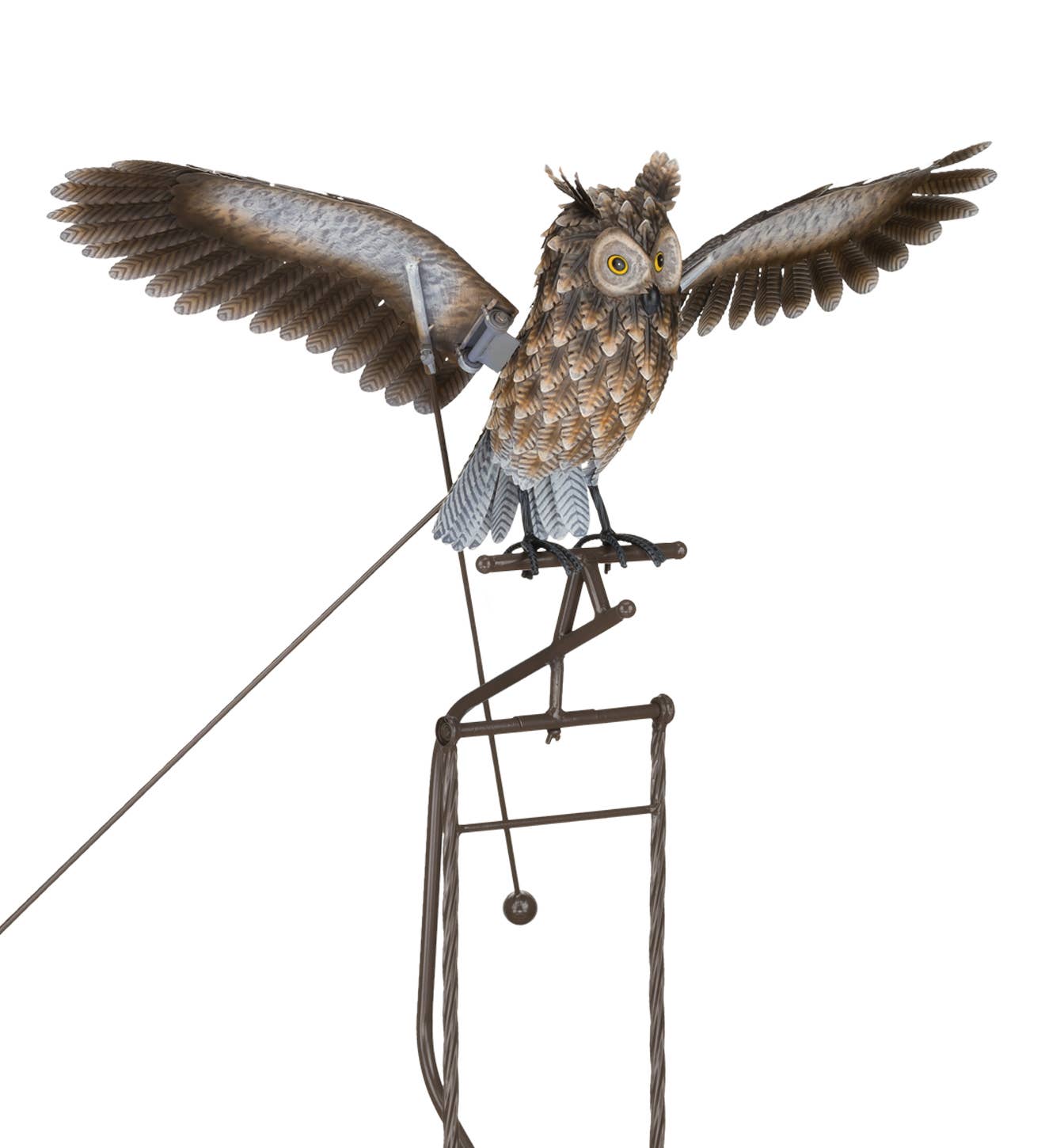 Grey Horned Owl Rocker Garden Stake