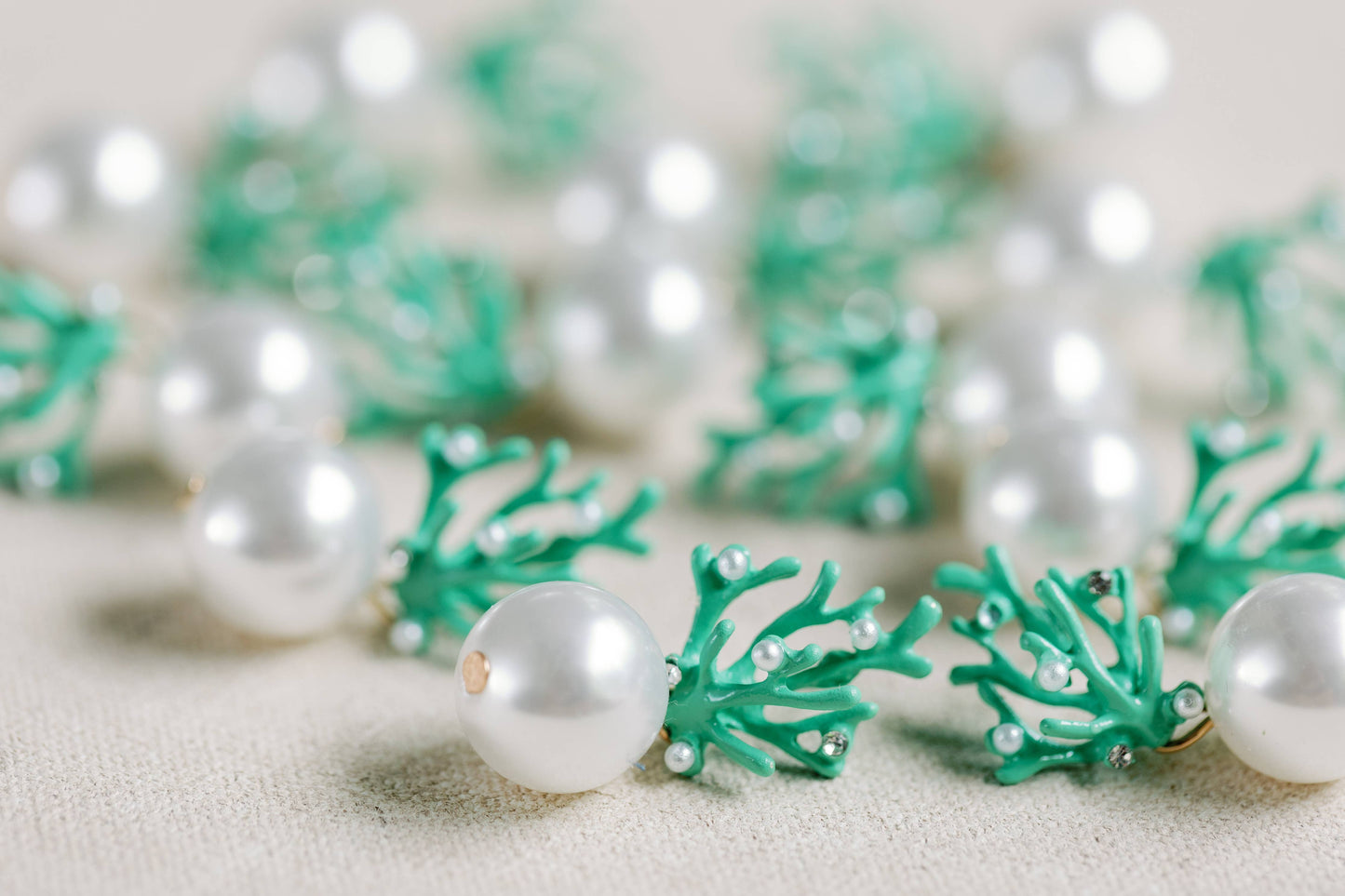 Pearl and Turquoise Coral Mini Statement Earrings