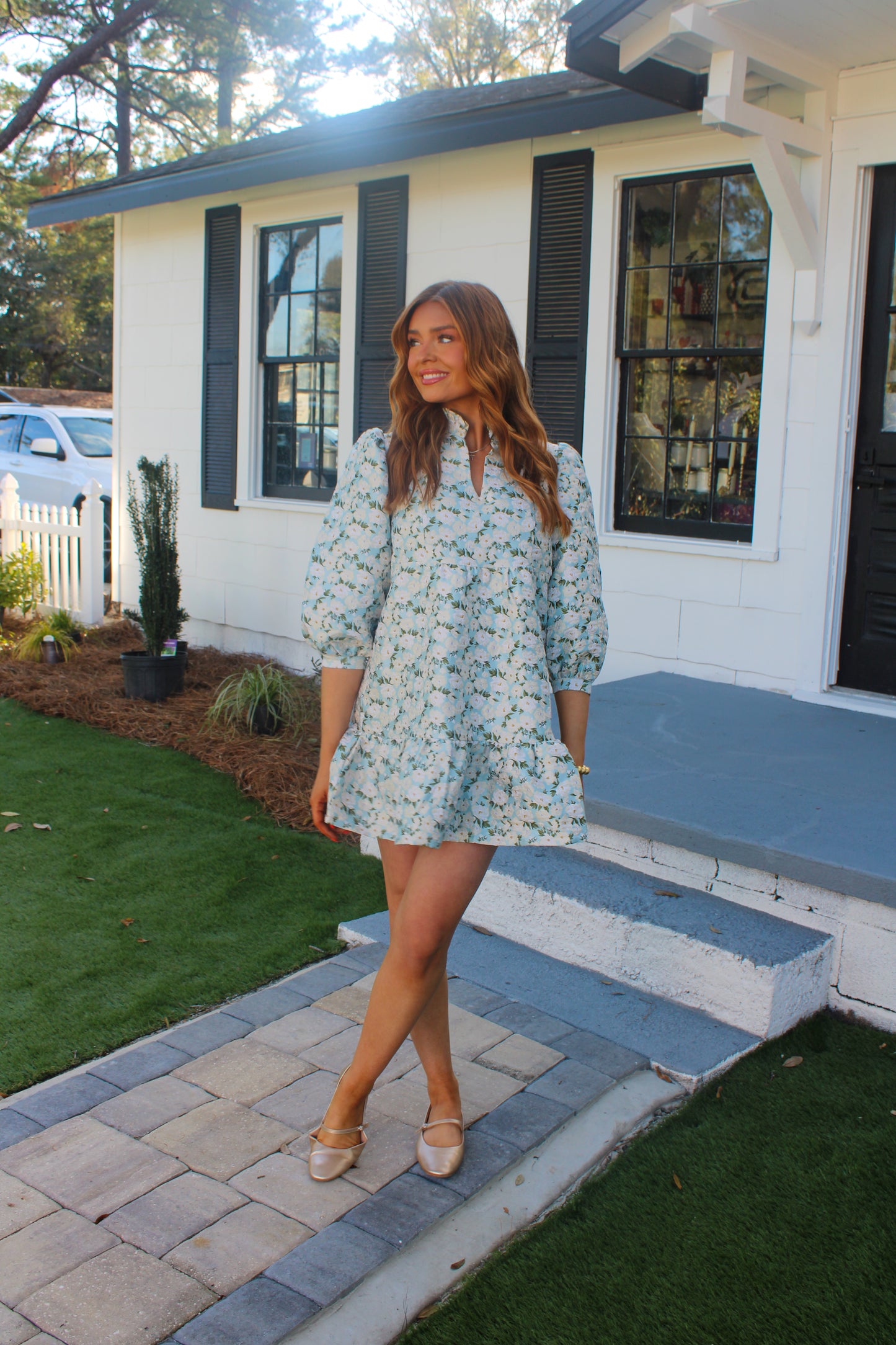 Brianna Cannon Bib Blue Skies Camellia Dress
