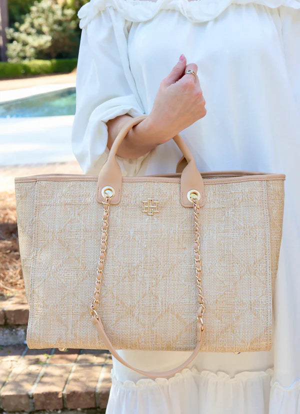 Melissa Tote Bag - Natural Lattice Tan