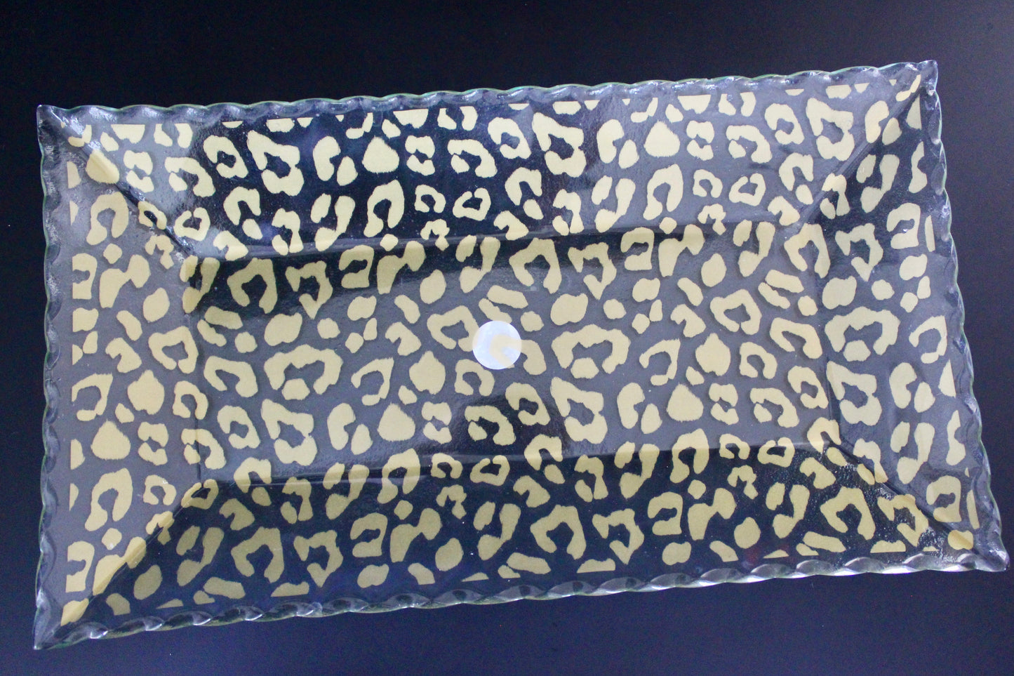 Leopard Rectangle Serving Tray Clear/Gold 16.5x9.5