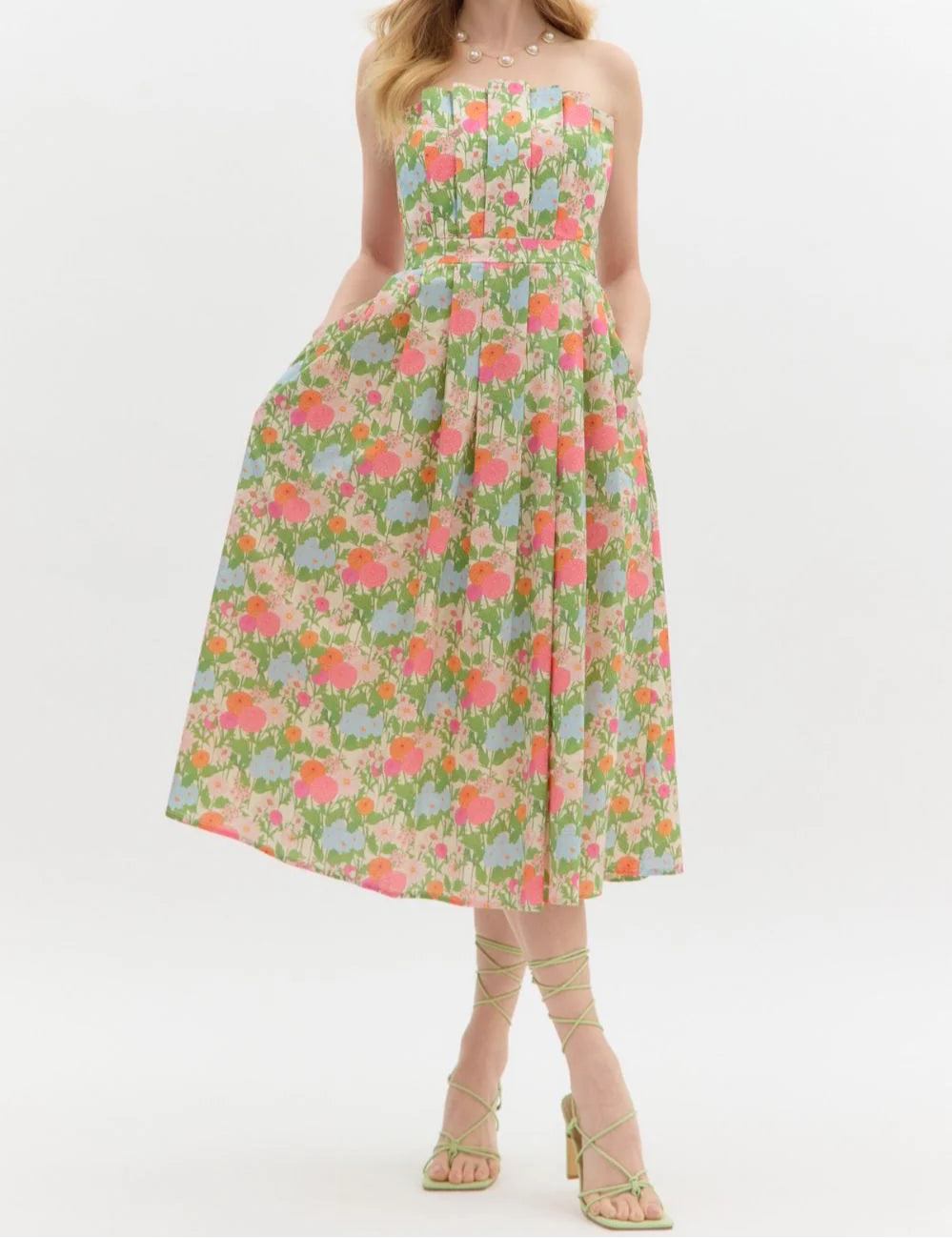 Marigold Strapless Midi Dress