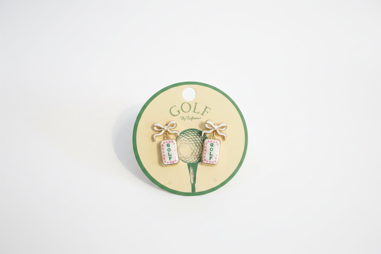 Rectangle Golf Bow Earrings