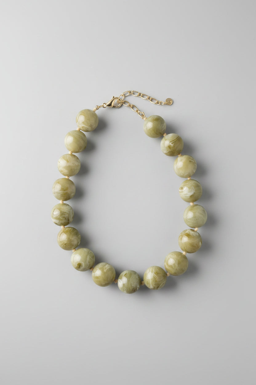 25mm Natural Marble Ball Necklace