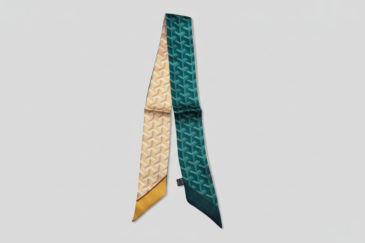 Arrow Pattern Twilly Scarf Green/Yellow