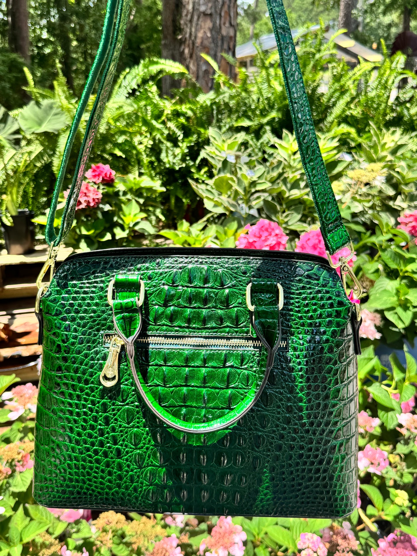 Savannah Street Alligator Purse – Dark Green