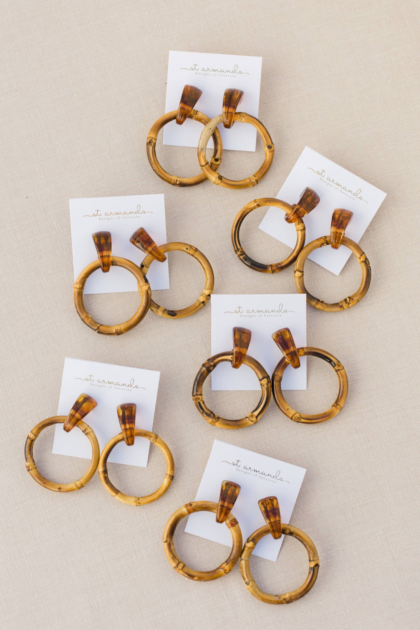 Dark Brown Bamboo Statement Drop Earrings