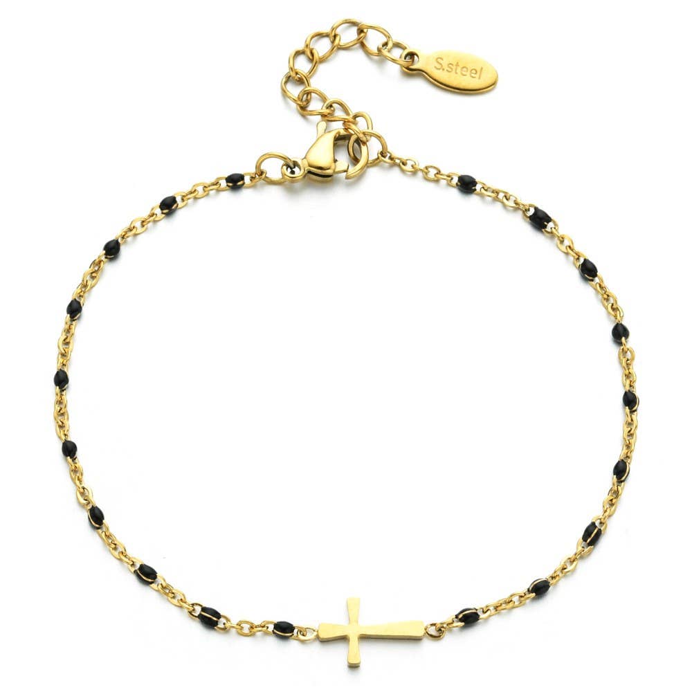 18K STAINLESS STEEL TARNISH FREE CROSS BRACELET
