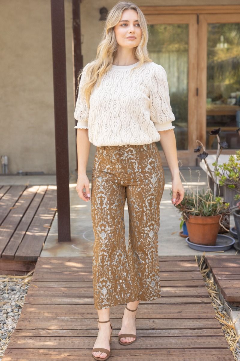 Floral Jacquard Pants