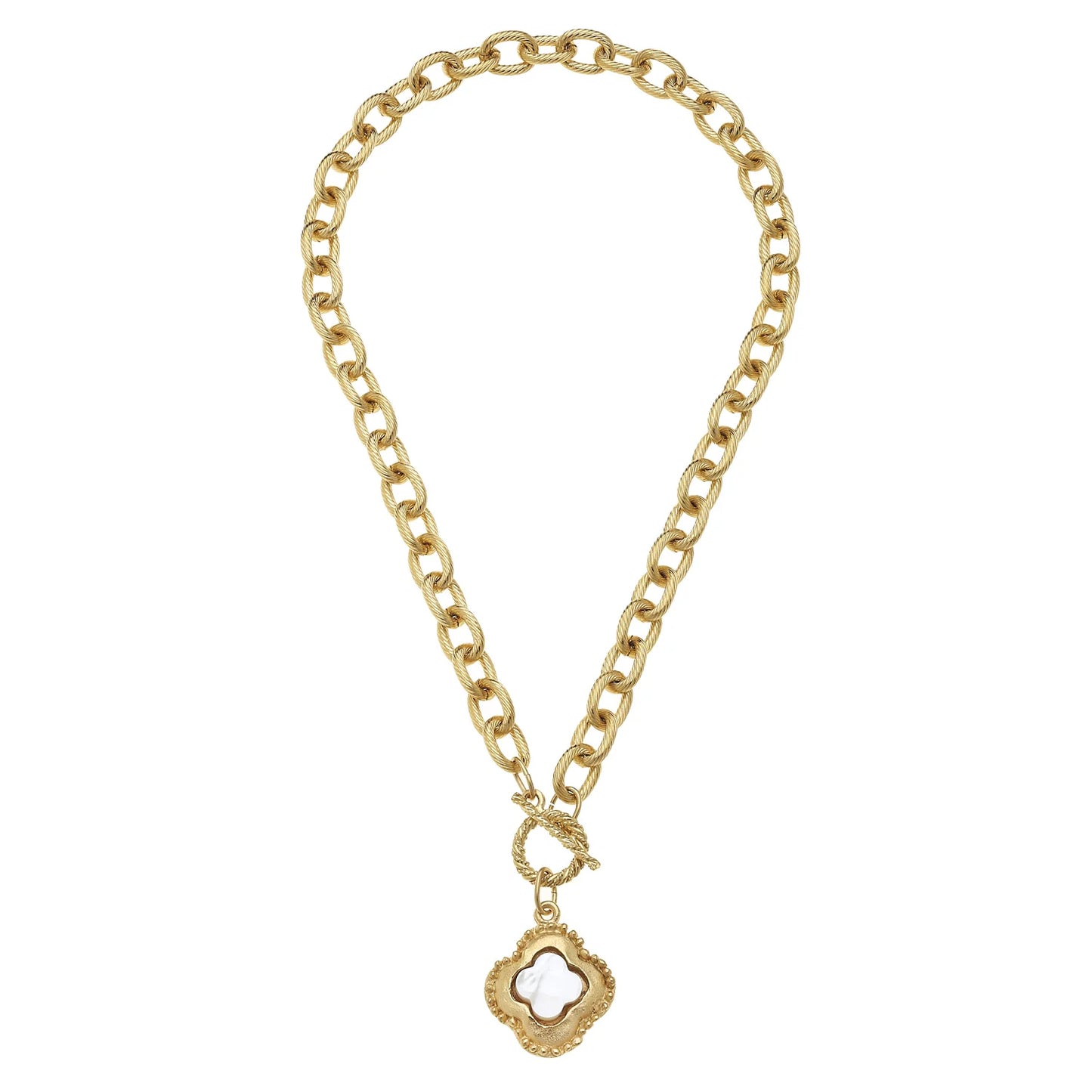 Susan Shaw Gold Clover with Mother of Pearl Toggle