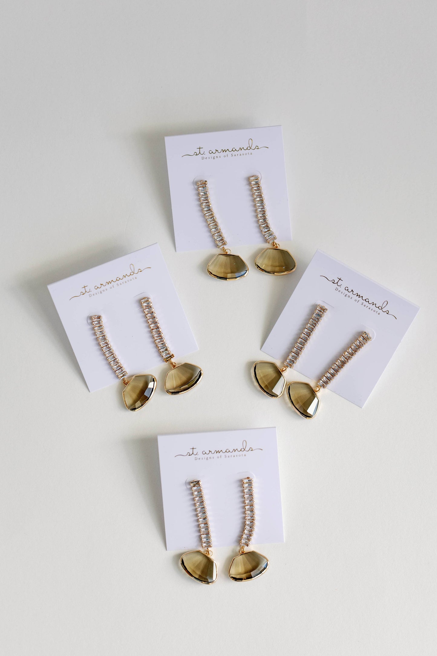Brown Swingy Diamond Drop Fall Statement Earrings