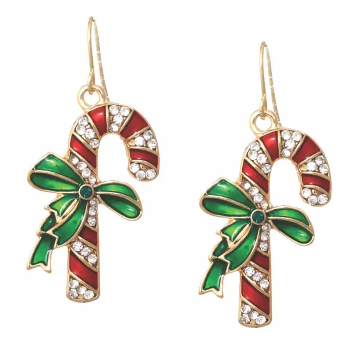 Holiday Sparkle Candy Cane Earrings