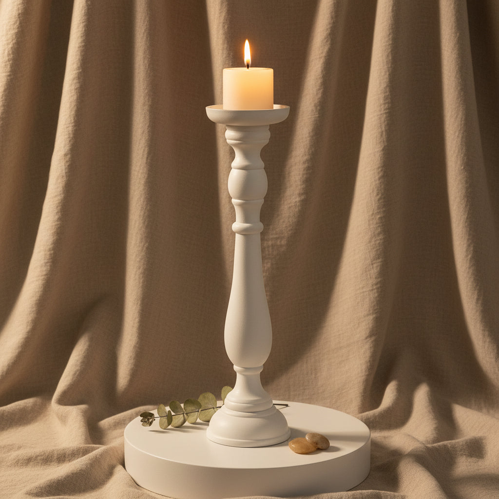 Ivory Grace Wooden Candle Holder –
18"