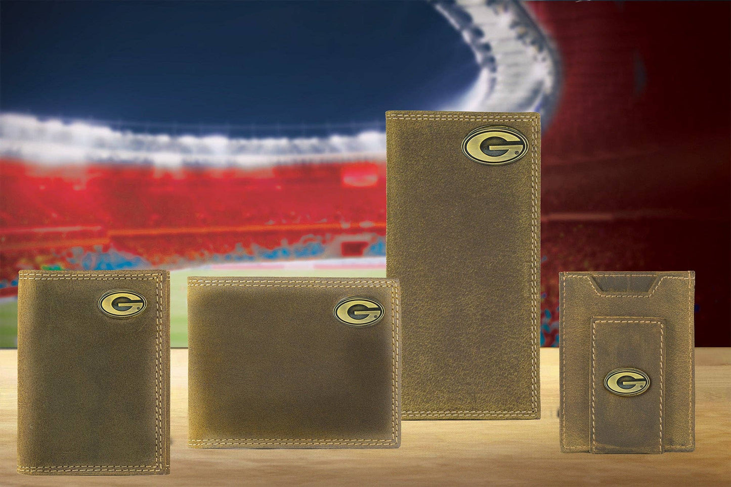 Georgia Bulldogs Vintage Tan Leather Secretary Wallet