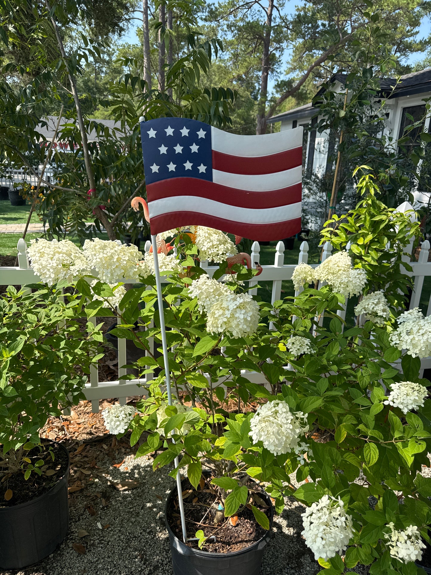 Metal USA Flag On Pole