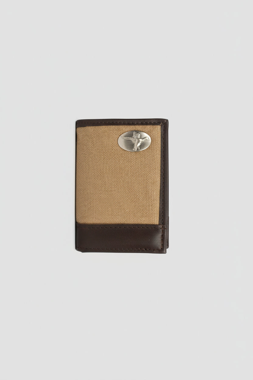 Zep-Pro Olive Canvas Brown Leather Tri-Fold Wallet- Mallard