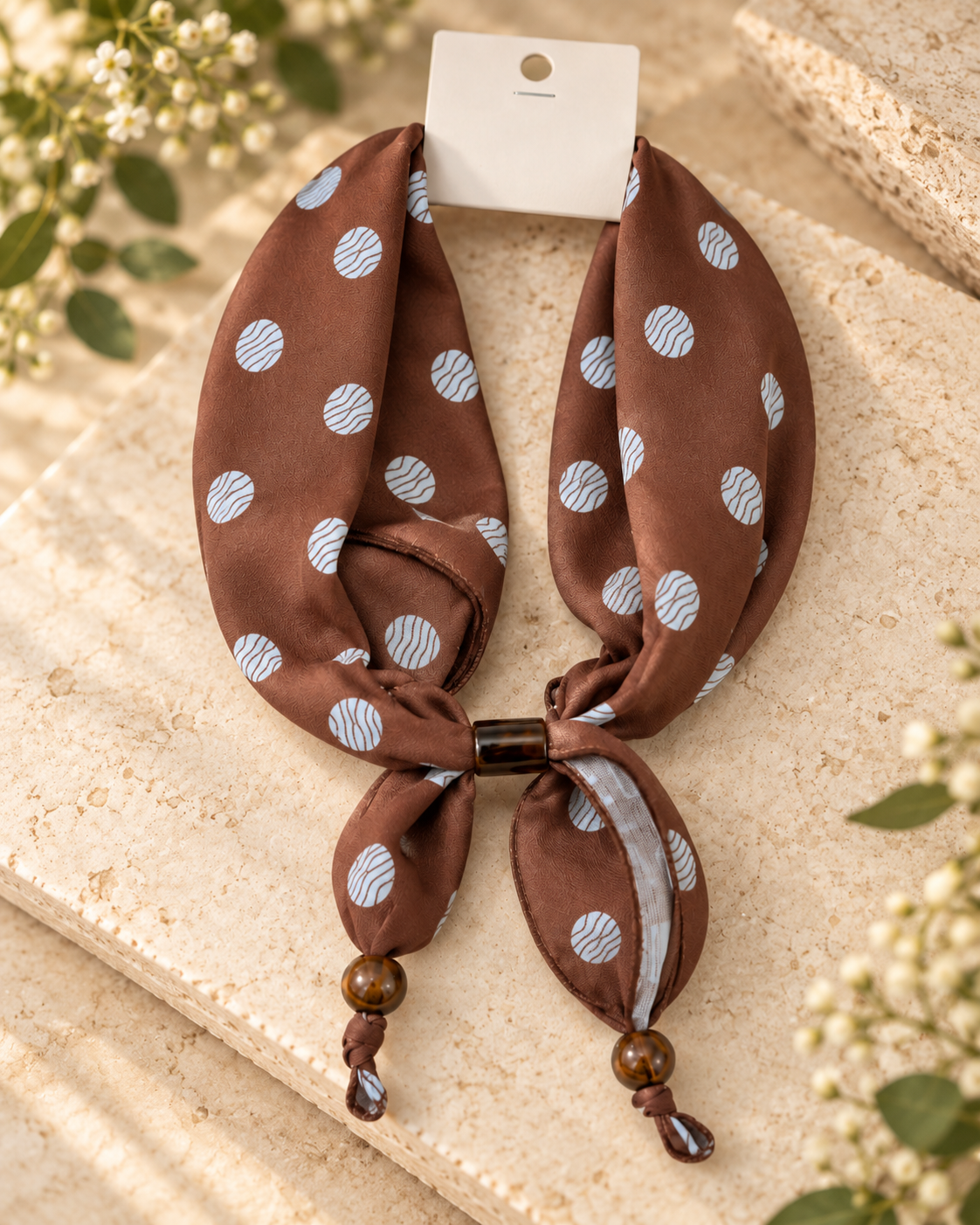 Cocoa Dot Scarf Necklace