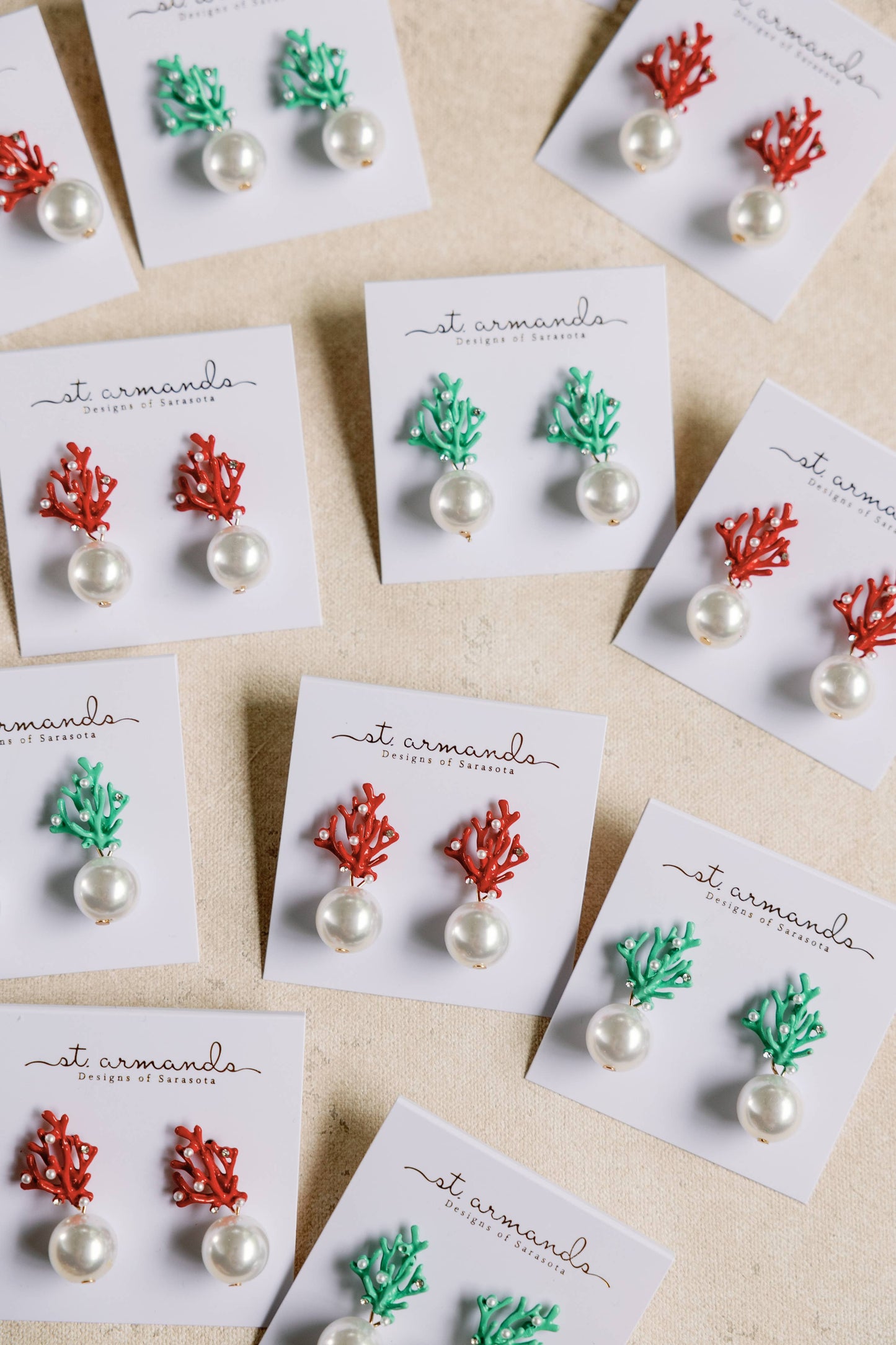 Pearl and Turquoise Coral Mini Statement Earrings