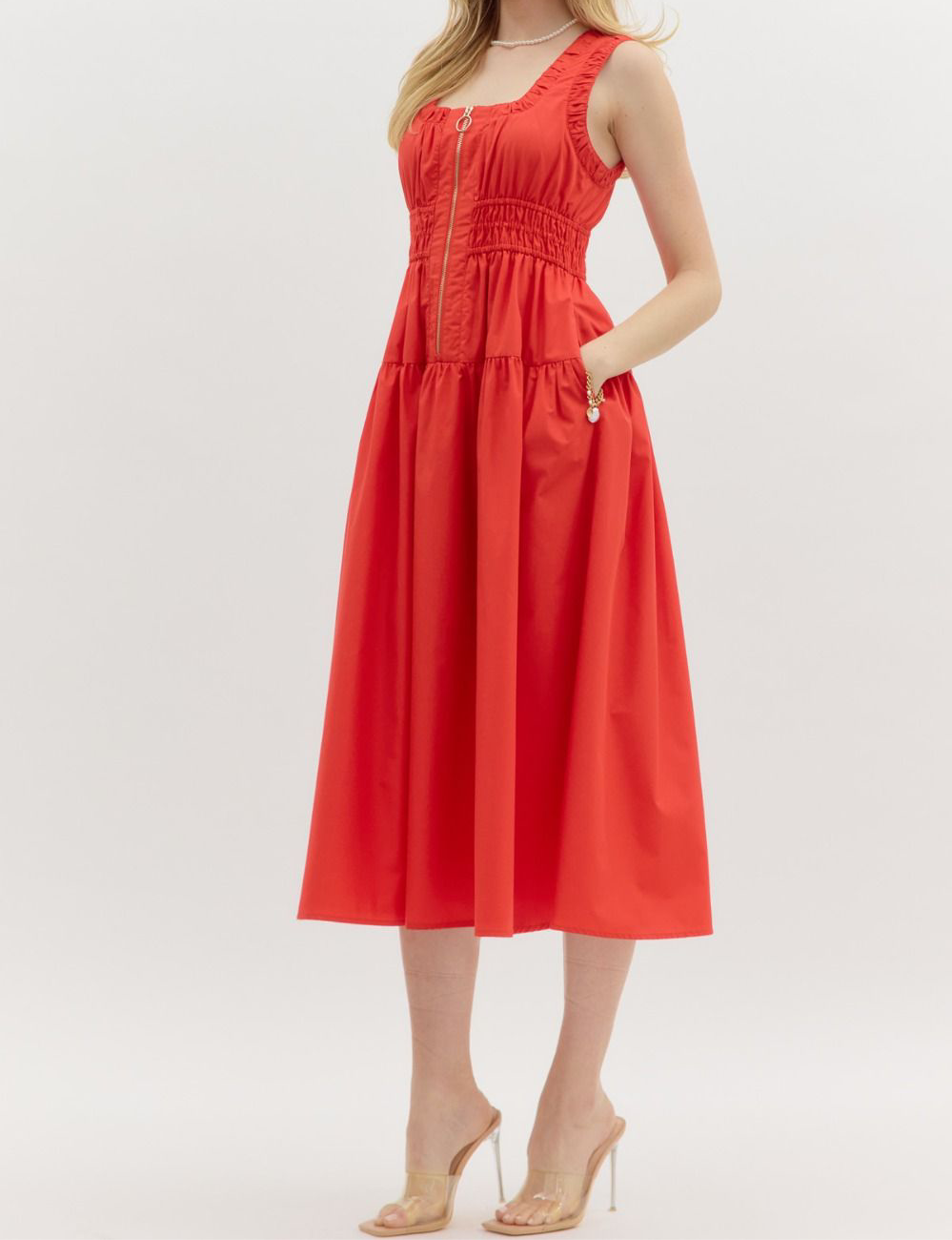 Radiant Rouge Midi Dress