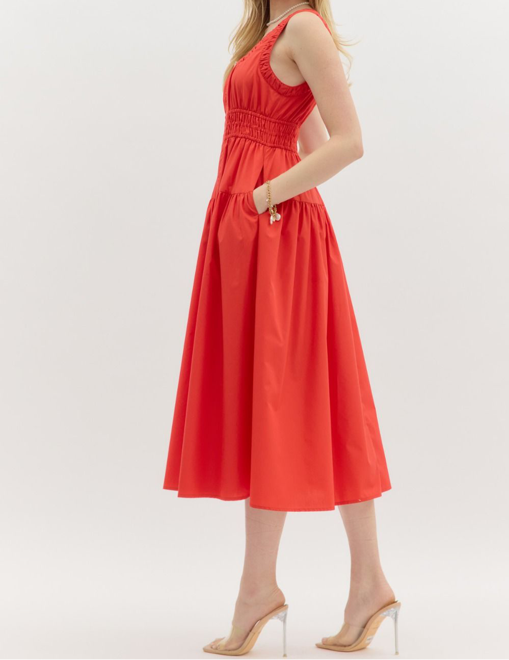 Radiant Rouge Midi Dress