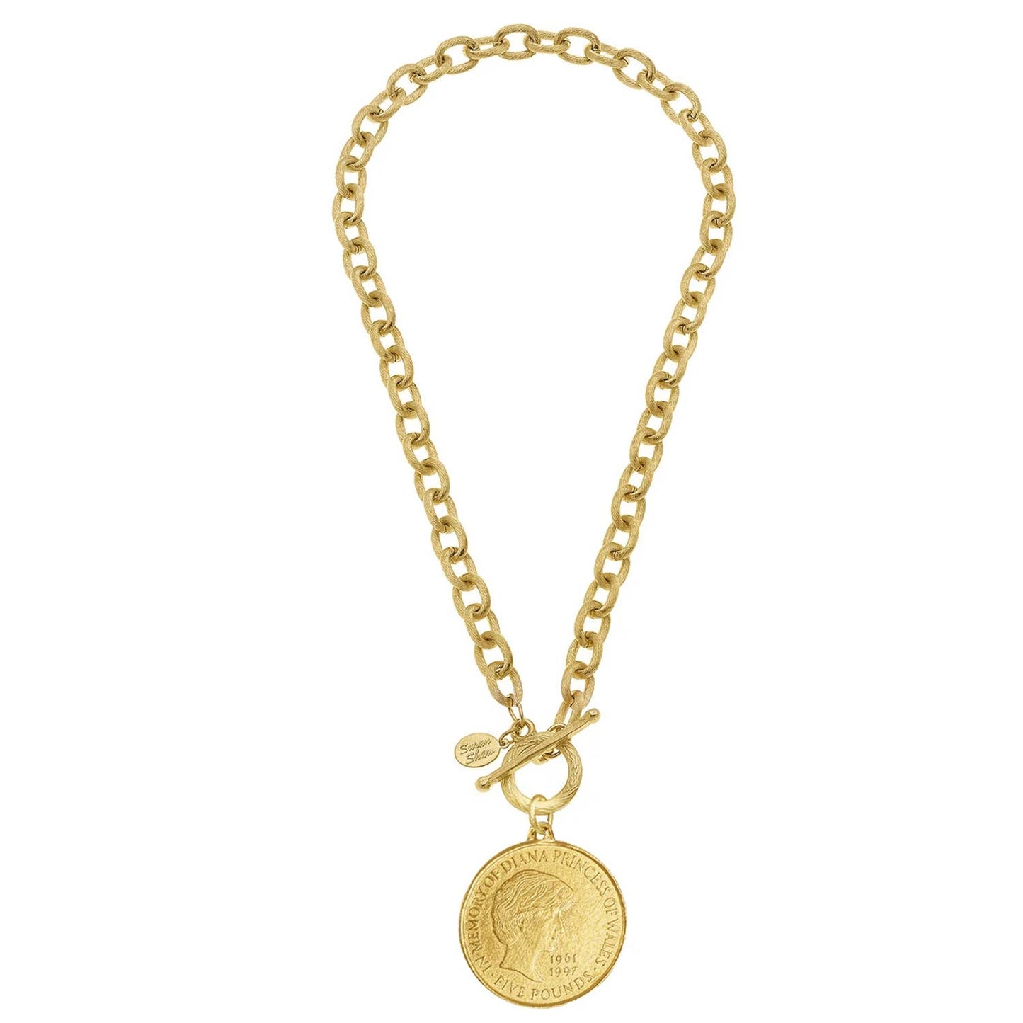 Princess Diana Coin on Gold Front Toggle Necklace