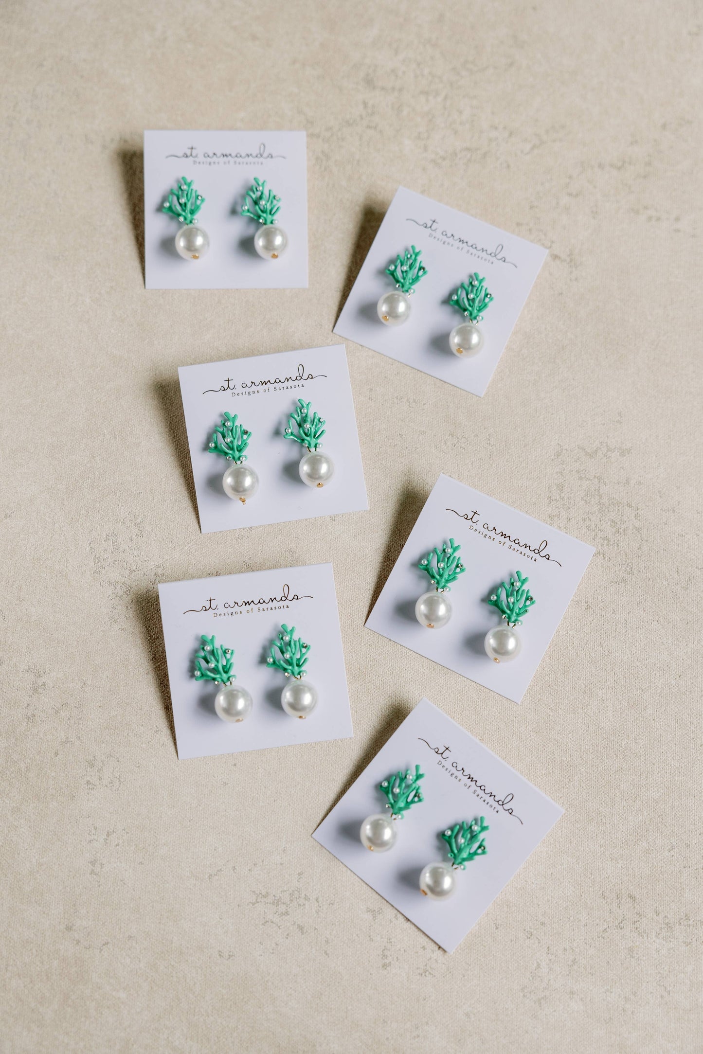 Pearl and Turquoise Coral Mini Statement Earrings
