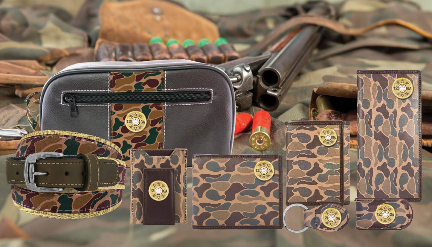Shotshell Magnetic Old School Camo Leather Wallet.