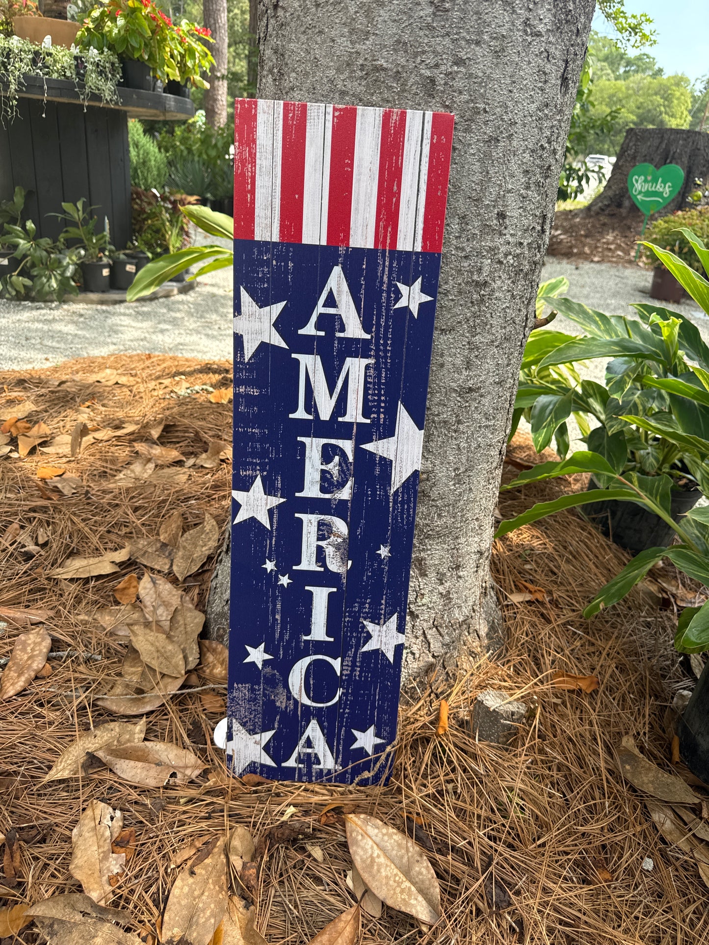 Metal Red White Blue America Sign