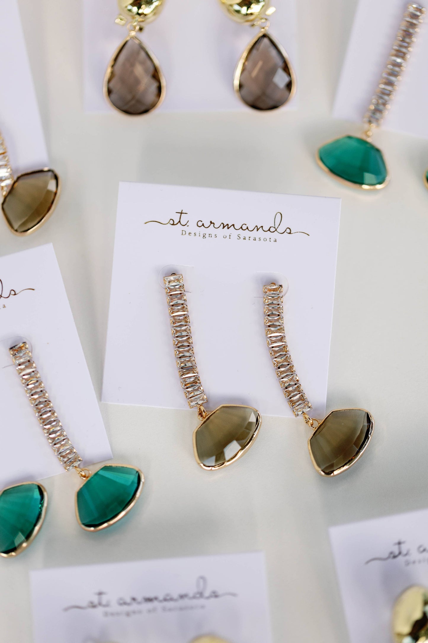 Brown Swingy Diamond Drop Fall Statement Earrings