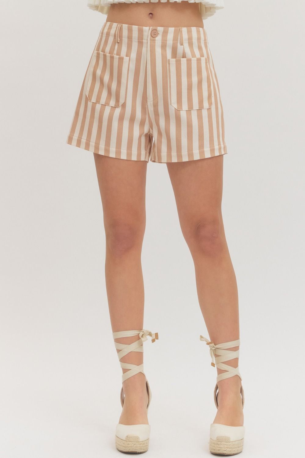 Tan Striped Shorts