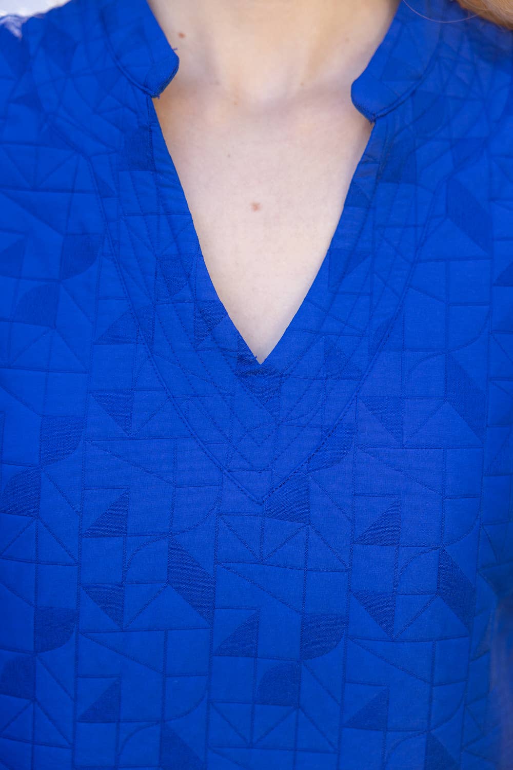 Geometric Quilted design Stitch Detailed Dress