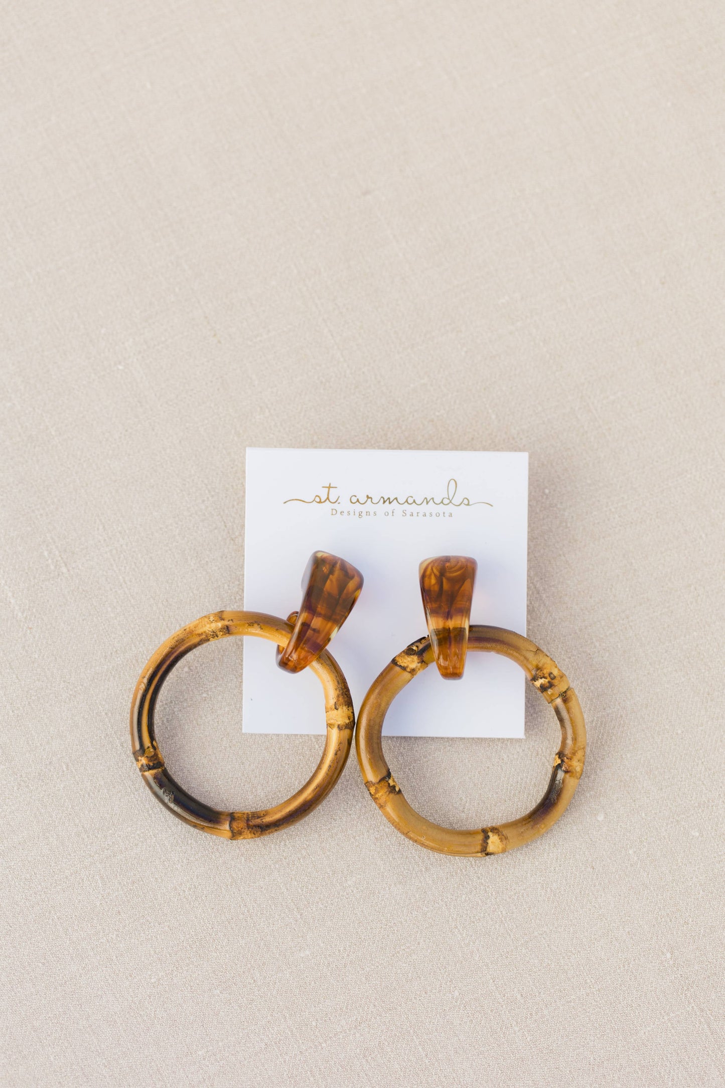 Dark Brown Bamboo Statement Drop Earrings