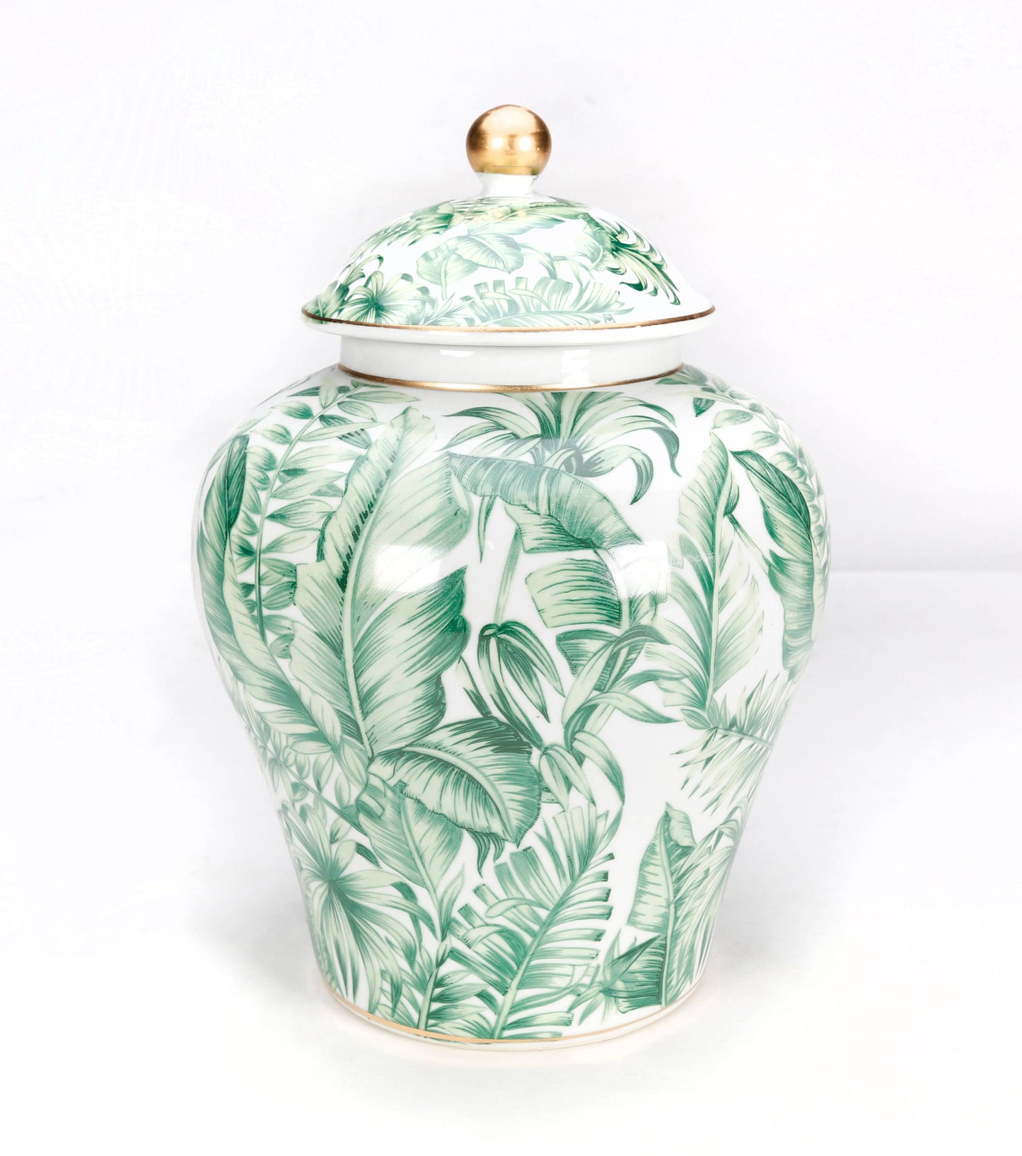 Green Tropical Foliage Ginger Jar
