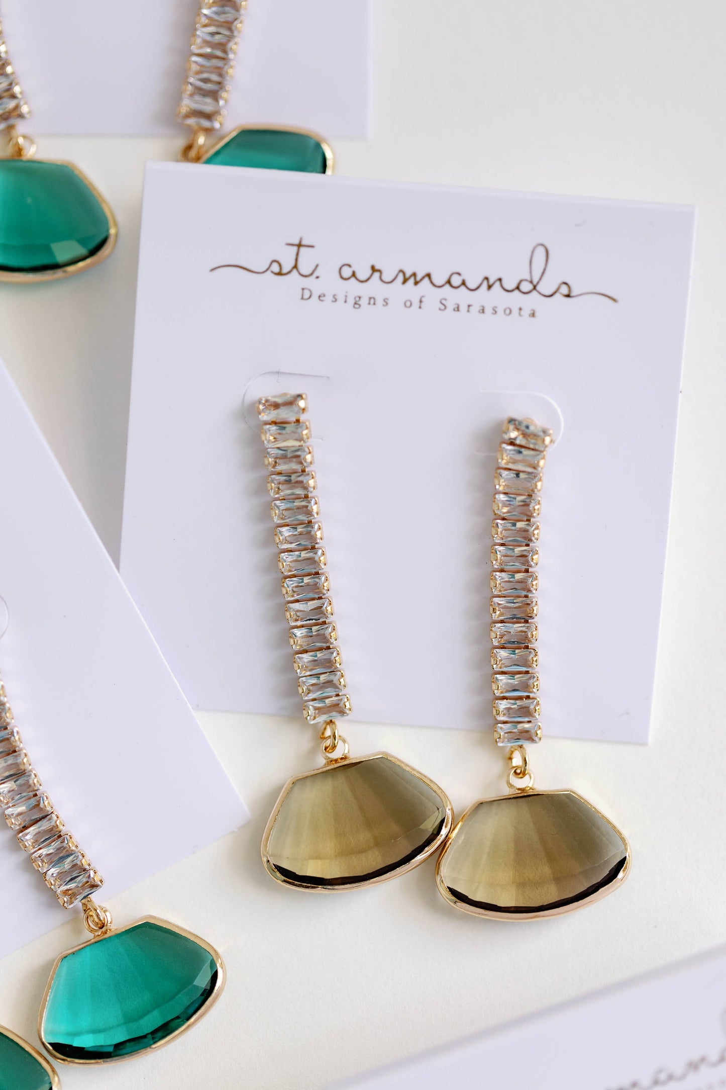 Brown Swingy Diamond Drop Fall Statement Earrings