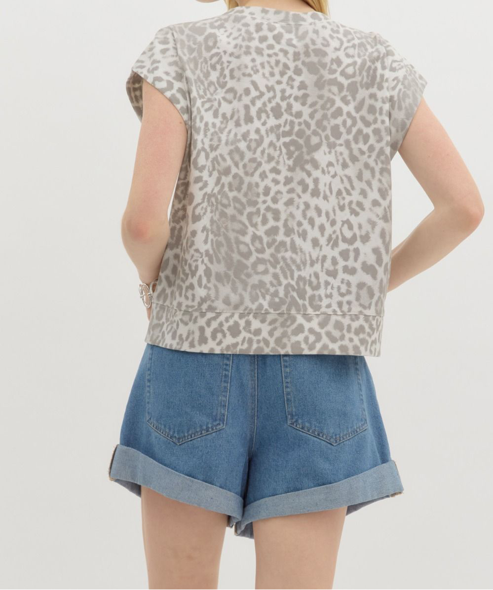 Grey Cheetah Chic Blouse