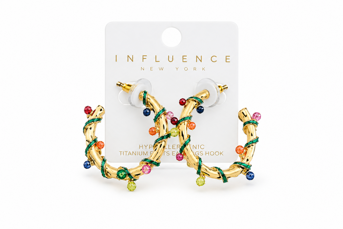 Gold hoops Decorated with Christmas lights