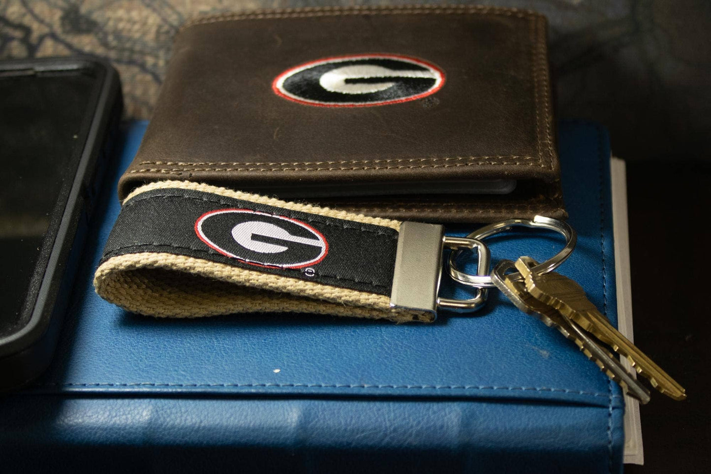 Georgia Bulldogs Collegiate Woven Ribbon Key Chain.