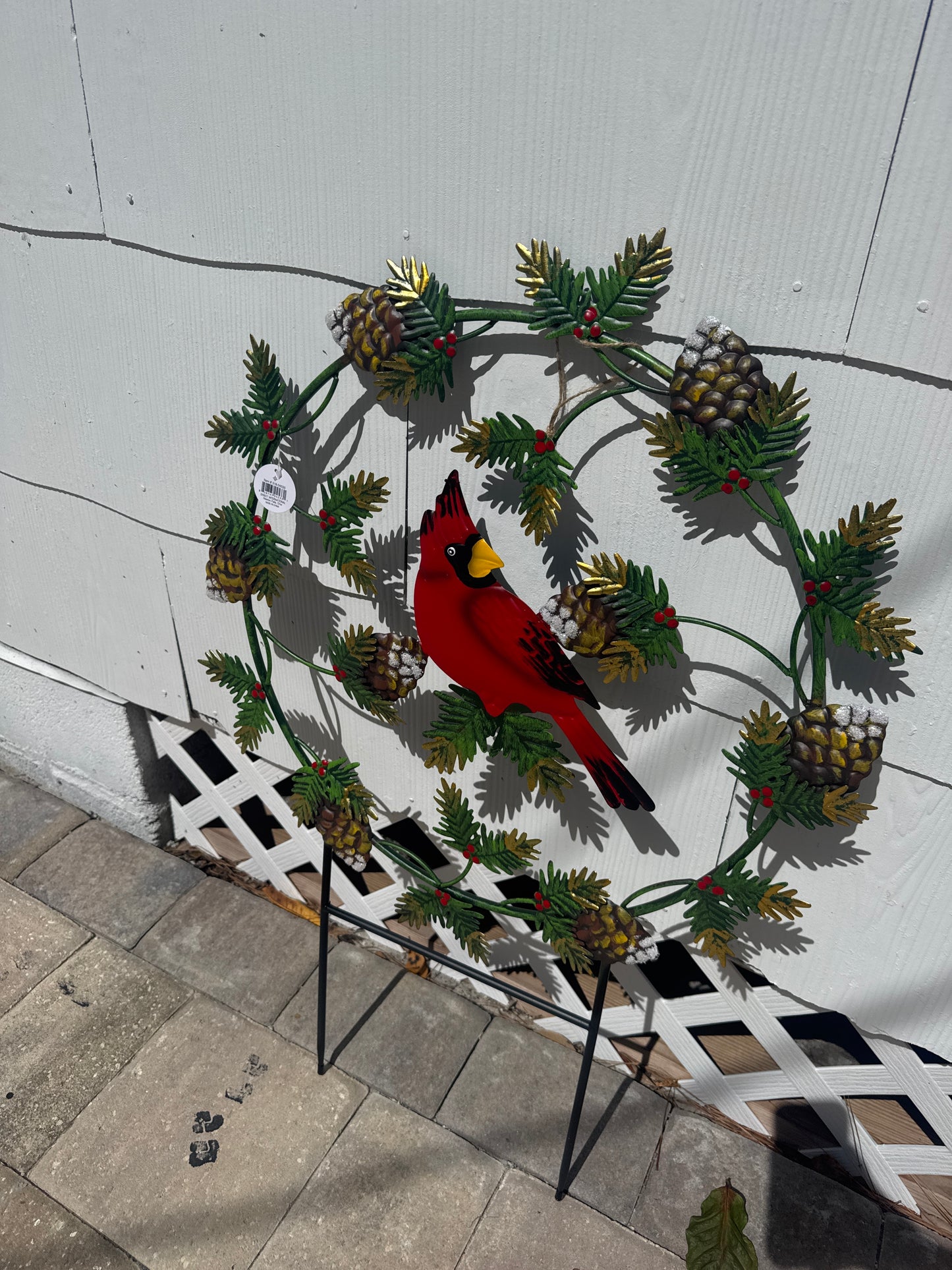 Metal Christmas Cardinal Wreath