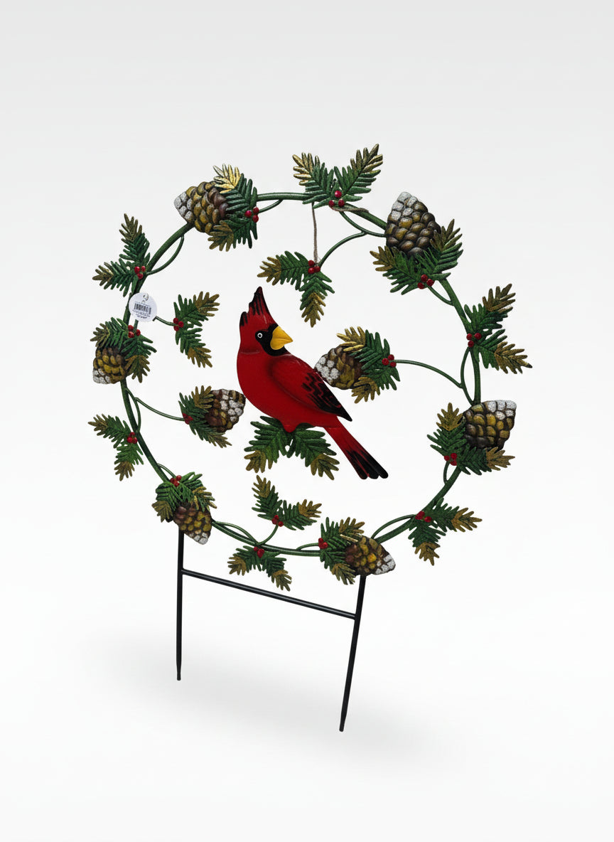 Metal Christmas Cardinal Wreath