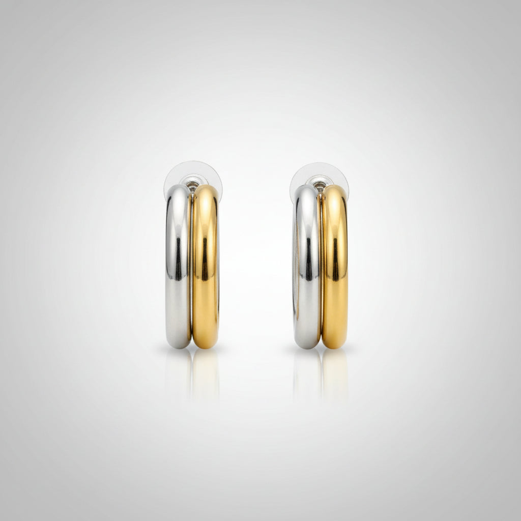 Two Toned Double Layered Stainless Steel Hoops