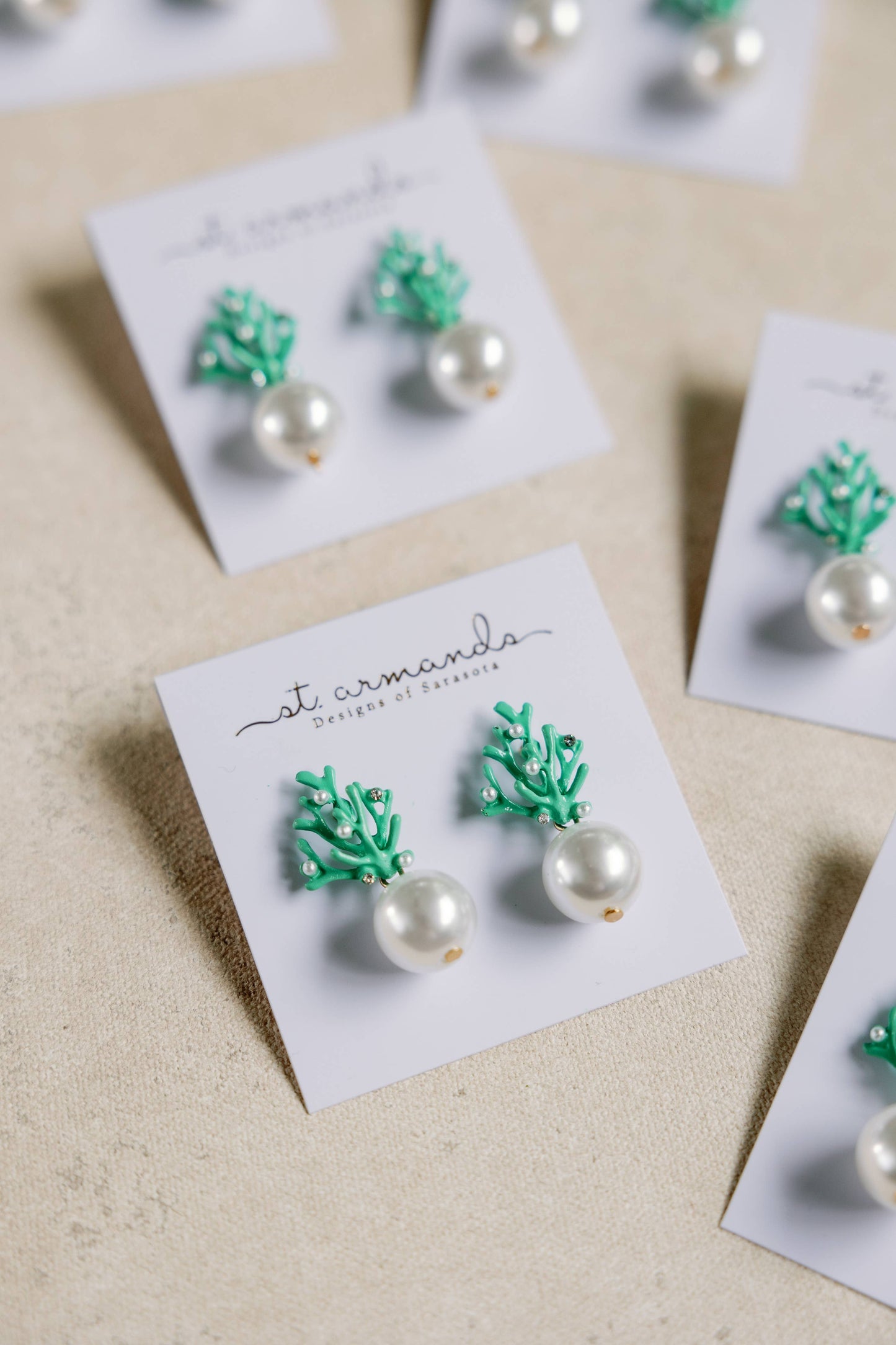 Pearl and Turquoise Coral Mini Statement Earrings