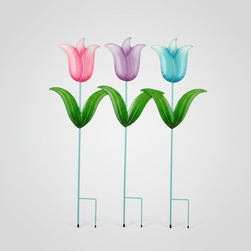 Assorted Metal Tulip Garden Art – Blue, Purple, or Pink (Sold Individually)